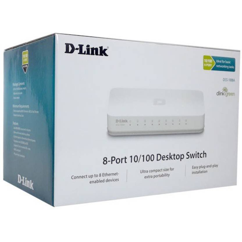Thiết Bị Chuyển Mạch Switch D-Link DES-1008C 8 Port 10/100MBPS-hàng chính hãng