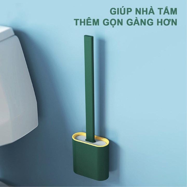 Cọ bồn cầu, chổi cọ nhà vệ sinh Toilet silicon cao cấp siêu sạch treo tường có hộp đựng