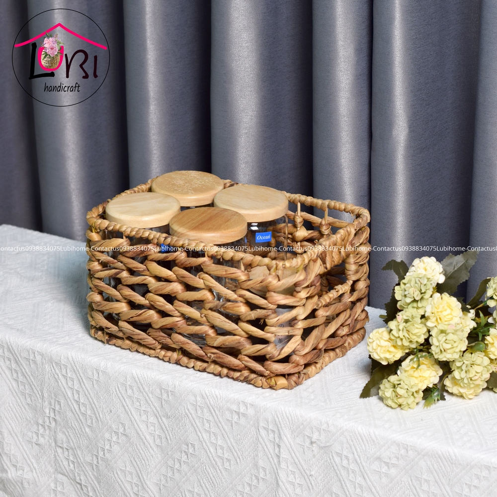 - LB075 Sọt lục bình đựng đồ hình chữ nhật sang trọng
