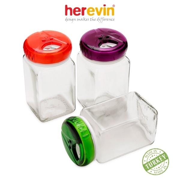 Bộ 3 Lọ Đựng Gia Vị Thủy Tinh Vuông Herevin 160ml - HUGI121075-000