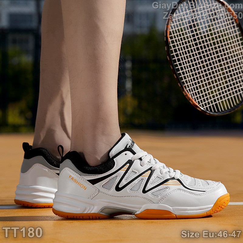 Giày chơi cầu lông tennis cỡ lớn 45 46 47 48 cho nam cao to chân ú bè. Big size badminton shoes for wide feet - TT180