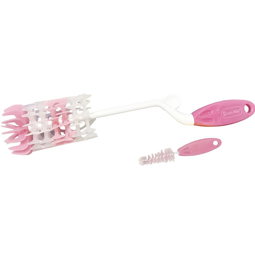 Bộ cọ rửa bình và núm vú Rubbery Scratchless Silicone Bottle Brush &amp; Bristle Nipple Brush Lucky Baby