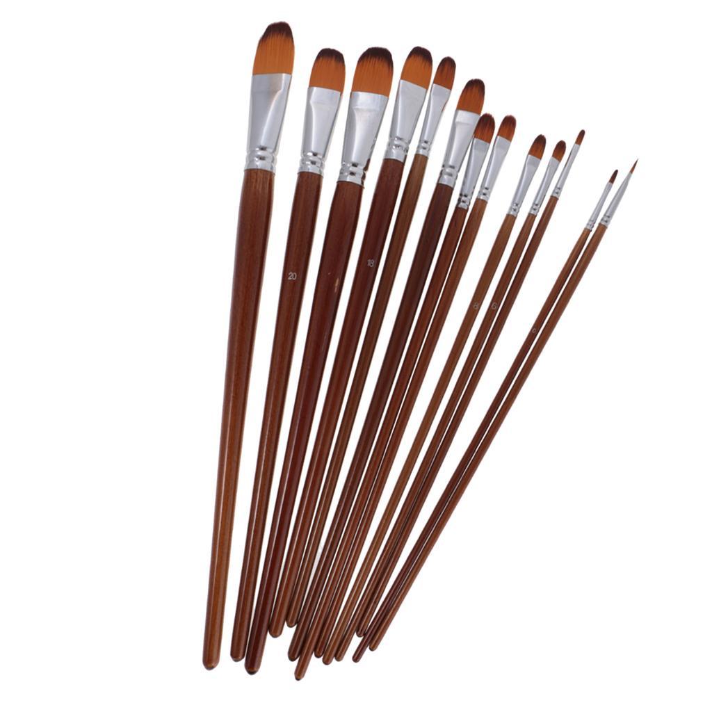 26 Sizes Professional Angular Paint Brush Nylon Hair Angled Paint Brushes Set Art Paintbrush for Artist Watercolor, Acrylic, Gouache, Oil Painting