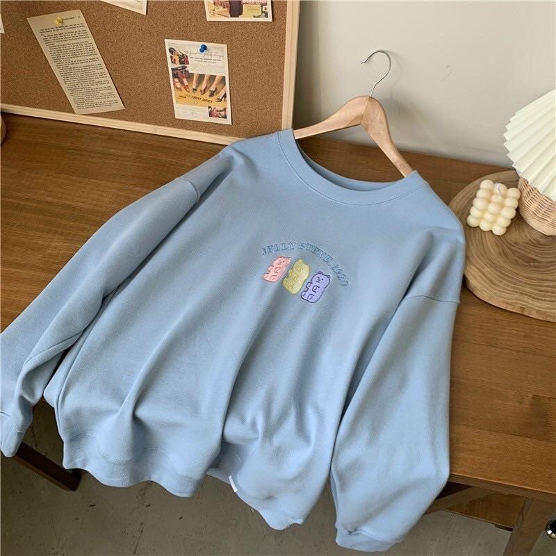 Áo sweater nỉ ngoại thêu gấu ulzzang nam nữ