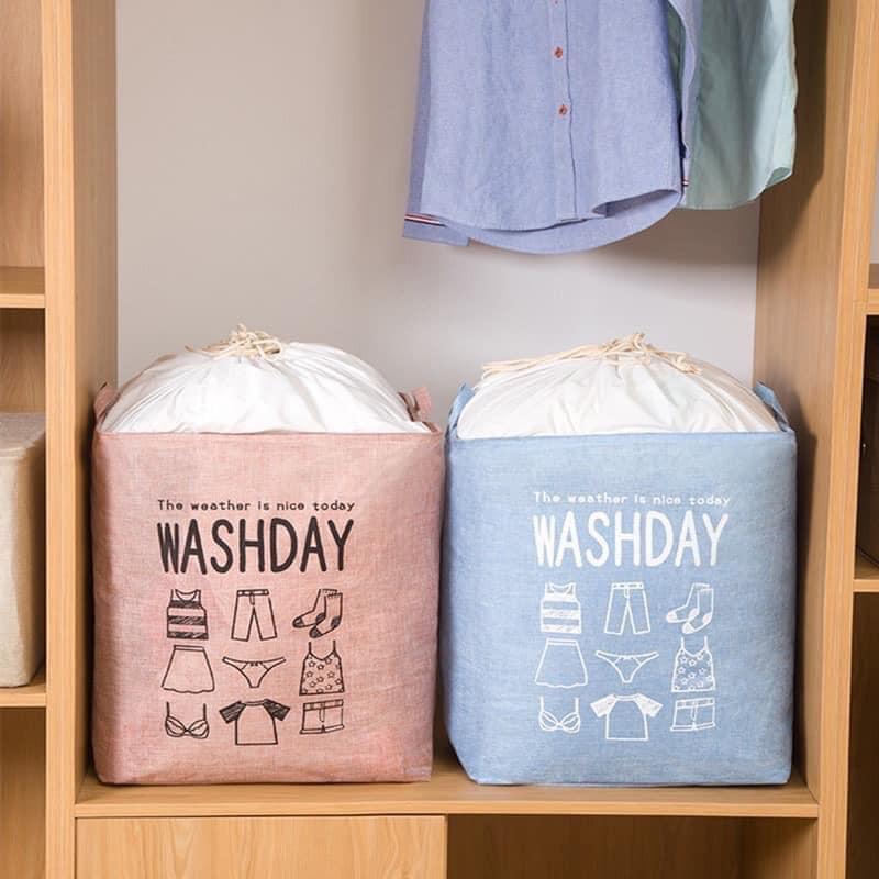 Giỏ đựng quần áo bằng vải cỡ lớn, Túi đựng chăn màn đa năng WASHDAY có thể gấp gọn, Vintage xinh xắn