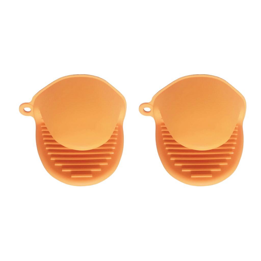 Kitchen Silicone Gloves Heat Resistant Potholders Oven BBQ Baking Hand Clips