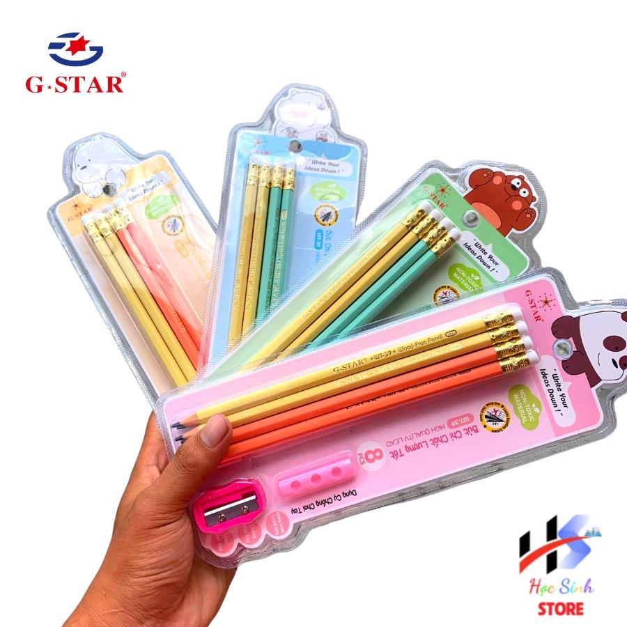 Vỉ 8 cây bút chì chất lượng cao Gstar WT-39 H2B kèm dụng cụ chống chai tay và chuốt