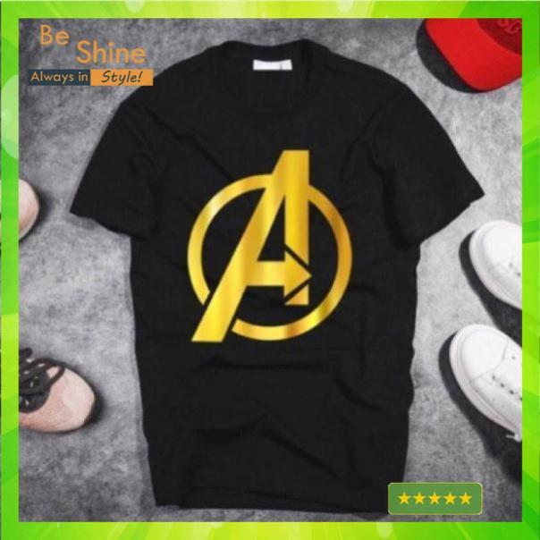 Áo Thun Unisex Form Rộng Chữ A Avenger DCV In Nhũ Vàng Độc Đáo - Áo Phông Tay Lỡ Cotton Cổ Tròn - Beshine Clothing