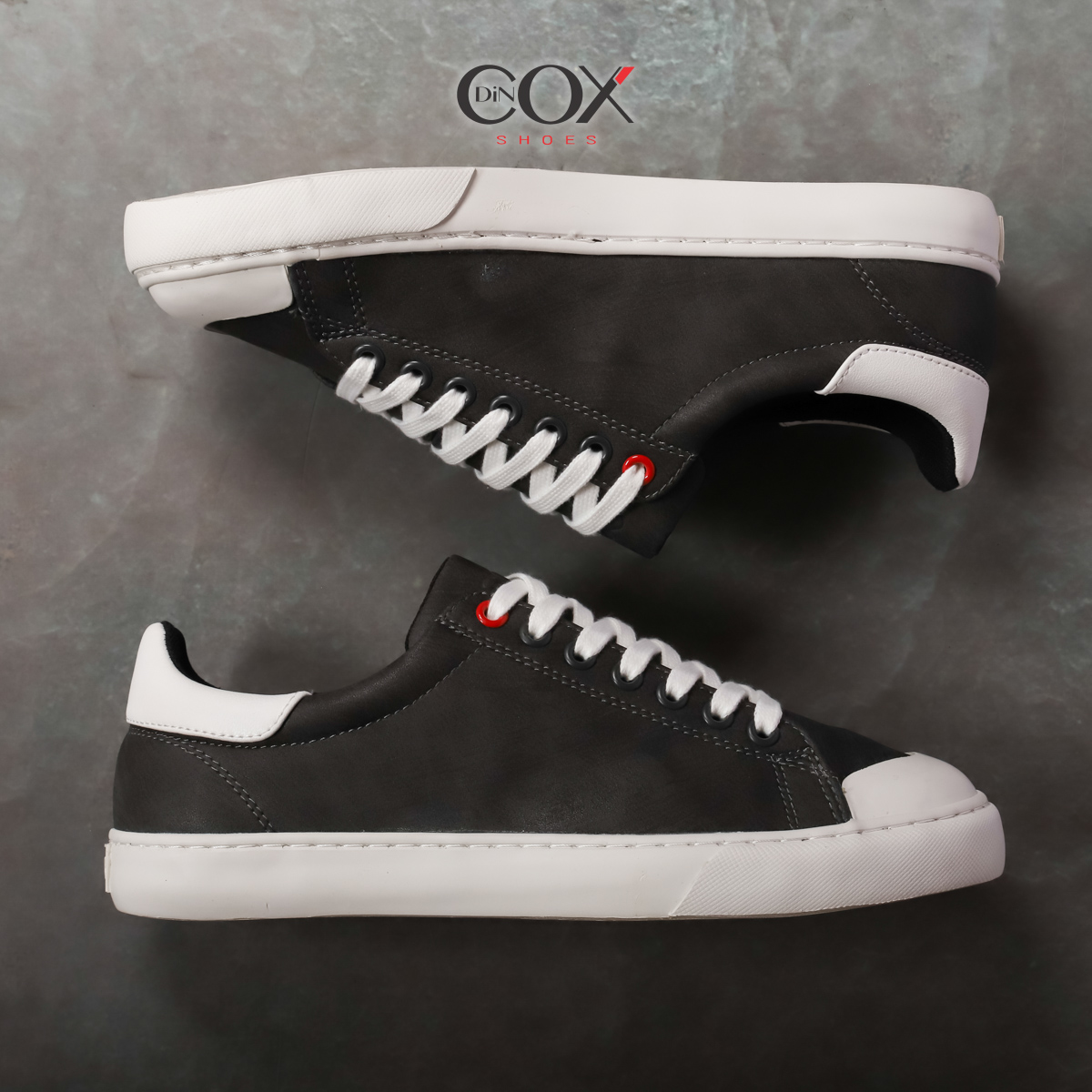 Giày Sneaker Da Nam DINCOX C13 Cách Điệu Sáng Tạo Charcoal