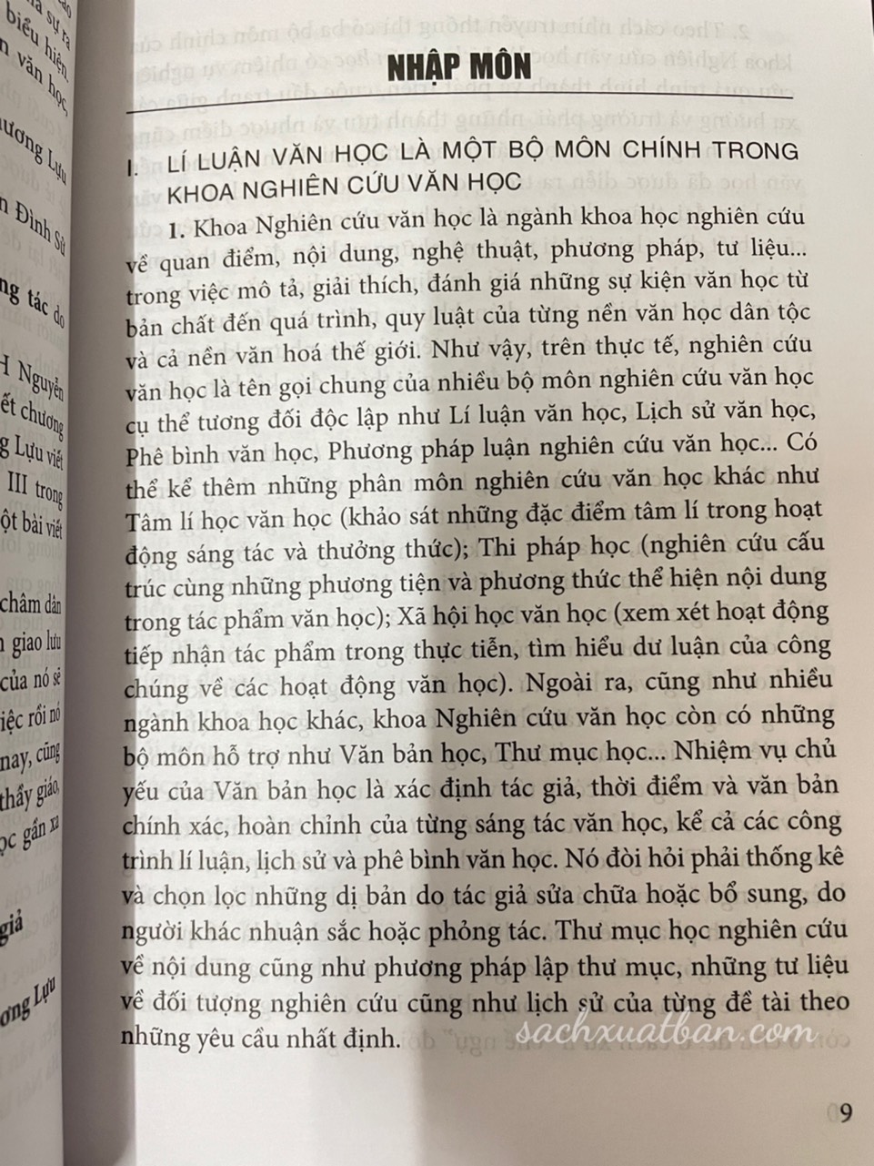 Sách Lí Luận Văn Học Tập 1 - Văn học, nhà văn, bạn đọc