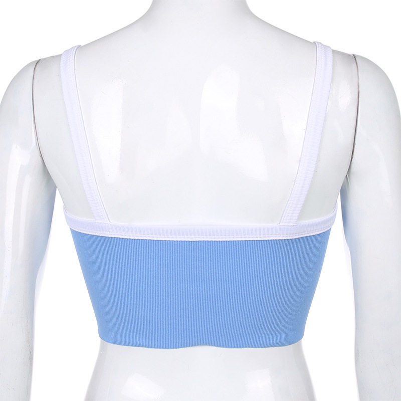 Croptop Nữ Xanh Da Trời Blue Viền Trắng Đơn Giản Mà Vẫn Cực Xinh JD14