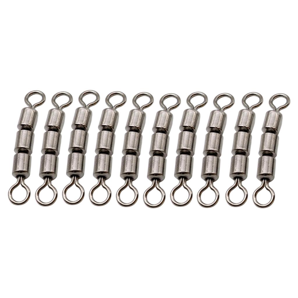 10pcs Fishing Triple Rolling Swivels Solid Ring Hook Line Connector 02