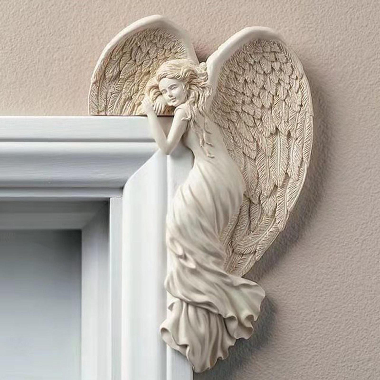 Angel Wings Wall Decoration, Antique Hanging Resin Angel Wings, Wall Art Décor Sculpture for Home Bedroom Living Room Garden Fairy
