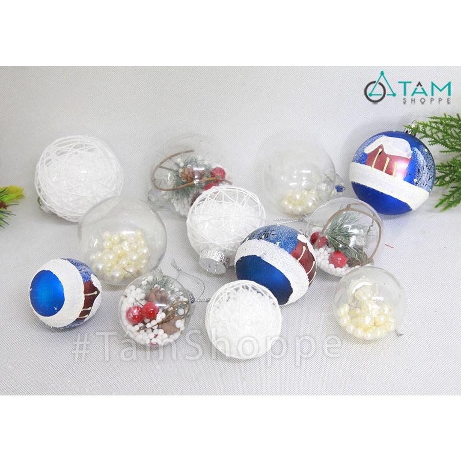 Set 3 trái châu trang trí noel họa tiết thủ công X-TRCH-22
