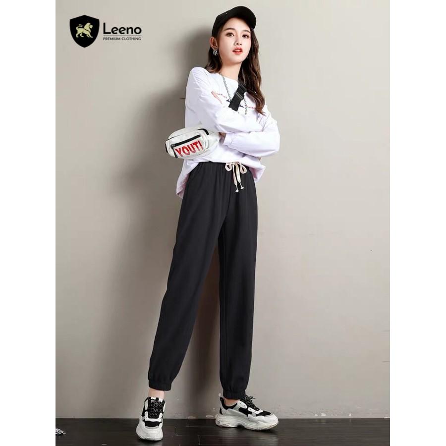 Quần Jogger nữ cạp chun bo gấu thể thao xuất dư
