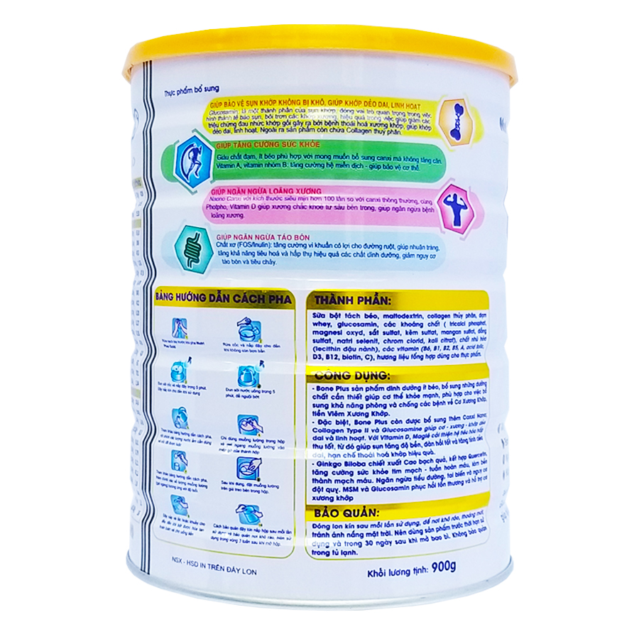 Sữa bột dinh dưỡng Nutri Plus BONE PLUS giúp cơ xương khớp chắc khỏe (900g) Sunbaby NTBSBTC2019