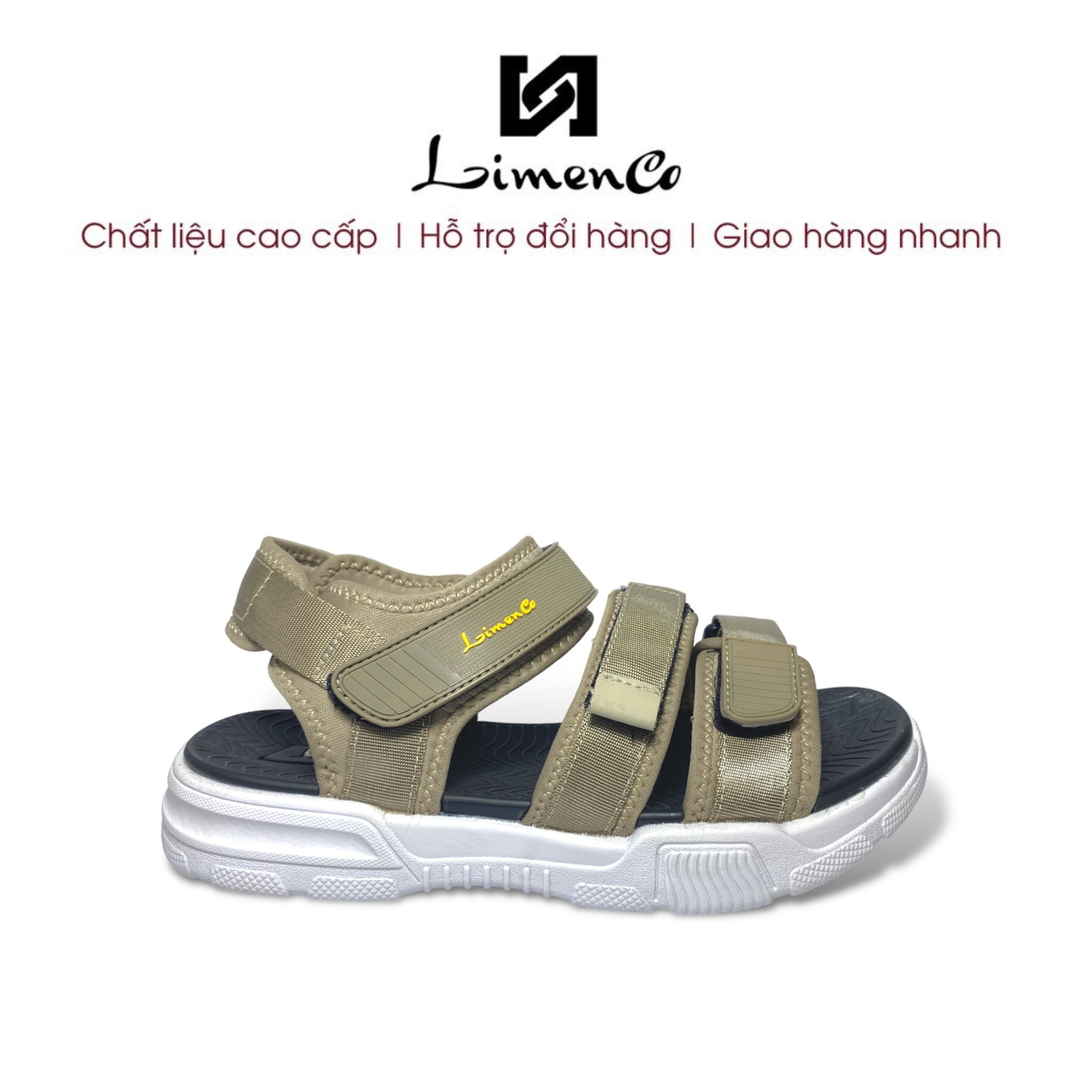 Giày Sandals Nam L2660 Màu Kaki, êm nhẹ, thoáng khí, đi học, đi chơi