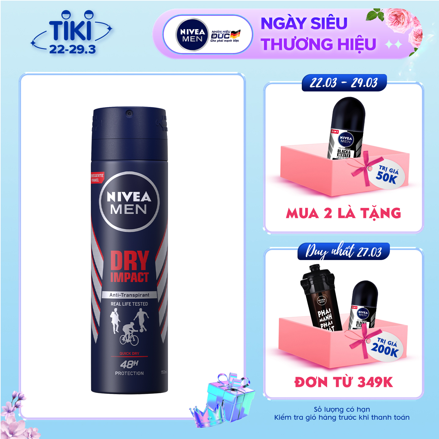 Xịt Ngăn Mùi NIVEA MEN Dry Impact Khô Thoáng 150ml - 81602