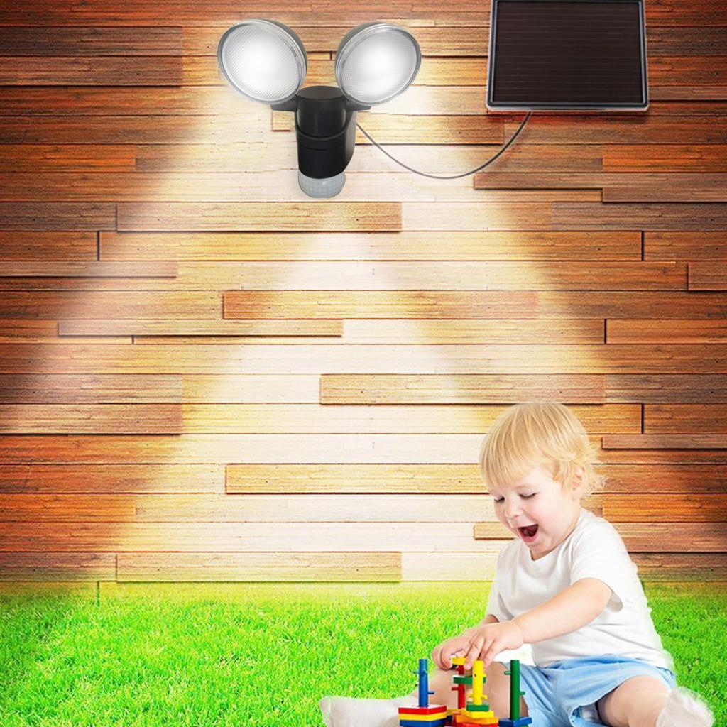 120 LED Solar Double Head Body Sensor Lamp Black