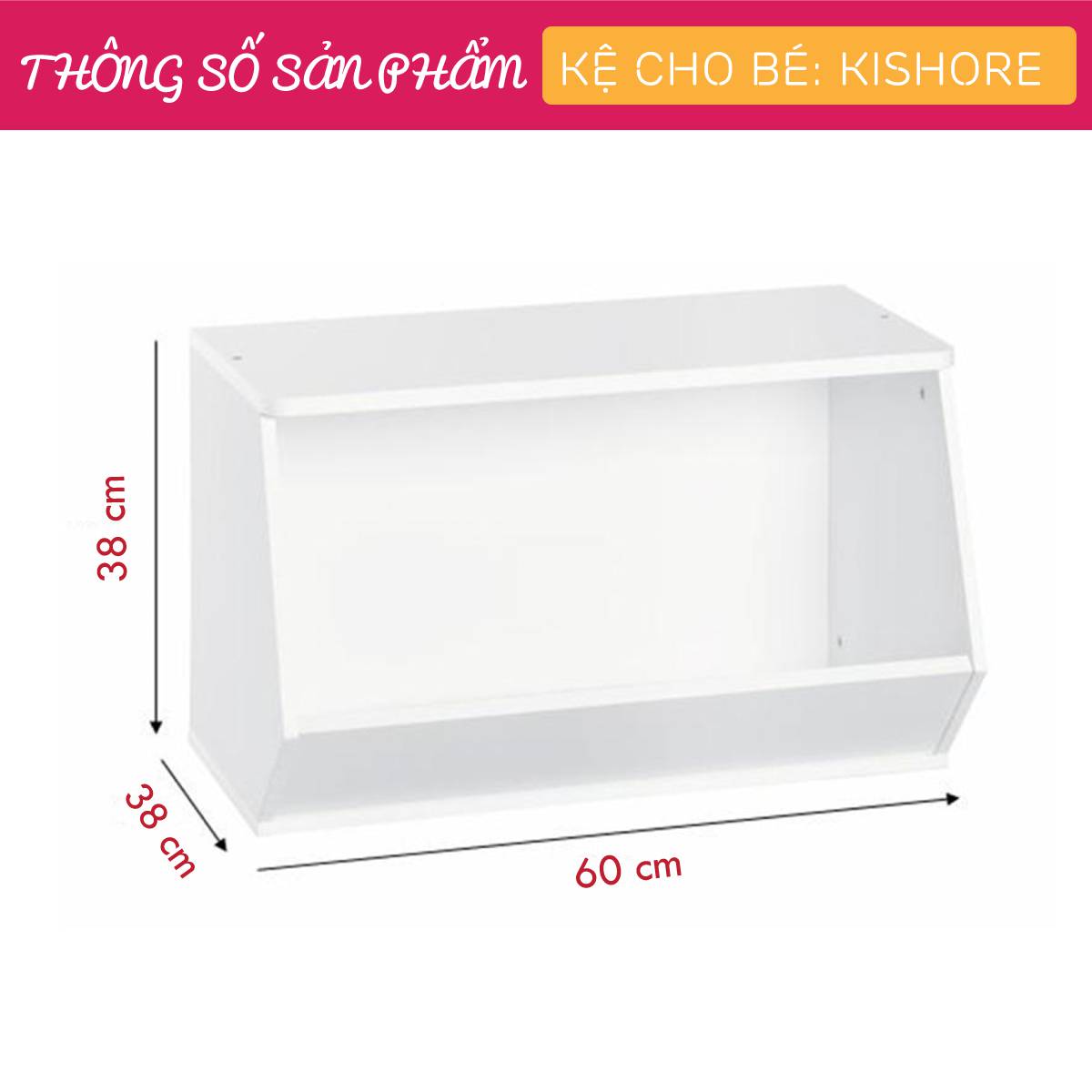 Kệ để đồ chơi cho bé SMLIFE Kishore | Gỗ MDF dày 17mm chống ẩm | D60xR38xC38cm