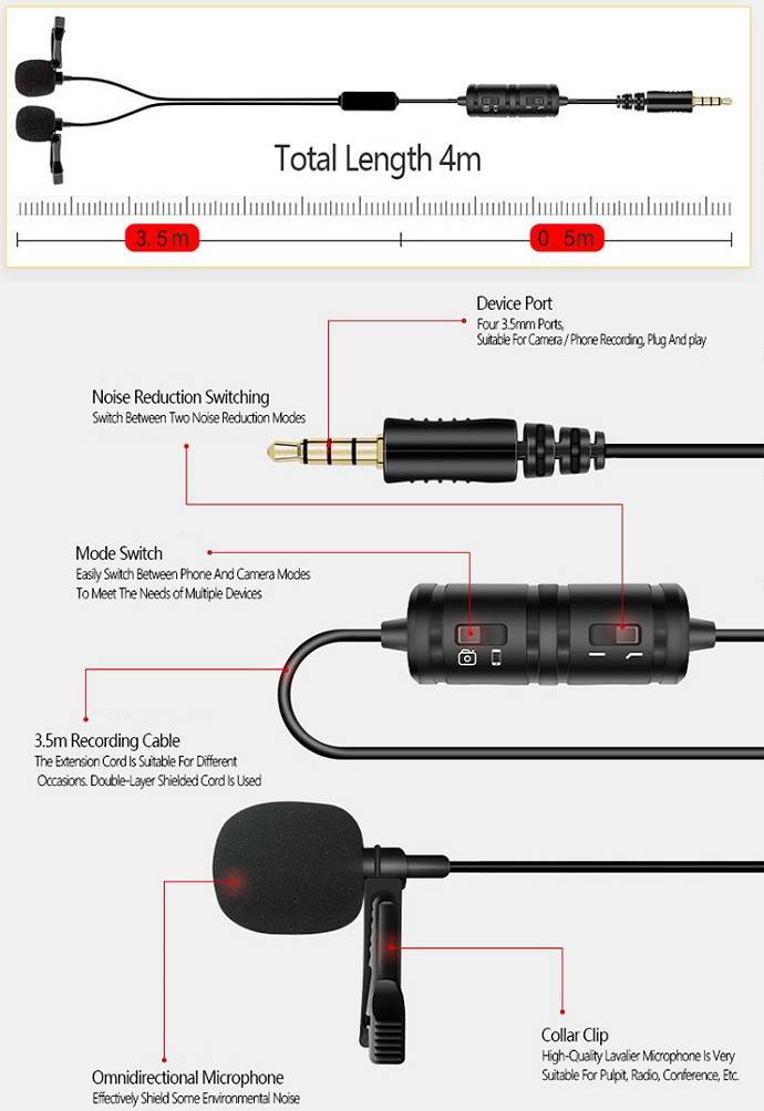 Mic thu âm đôi cho điện thoại máy ảnh VM50 - Hàng chính hãng