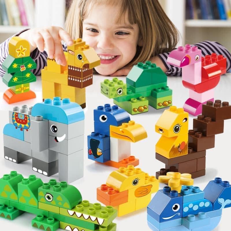Đồ chơi lắp ráp Feelo Thế Giới Động Vật 102 Chi Tiết Siêu To, đồ chơi cao cấp cho bé