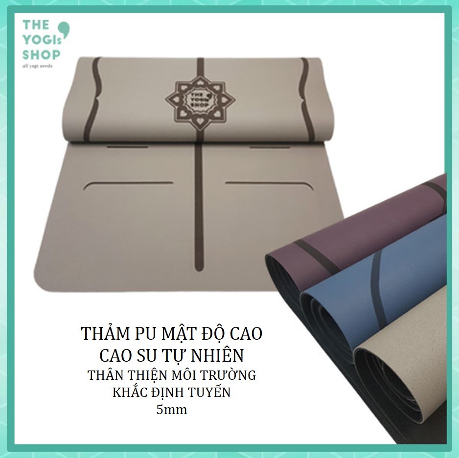 Thảm Yoga PU Cao su tự nhiên mật độ cao - Khắc định tuyến - Độ dày 5mm