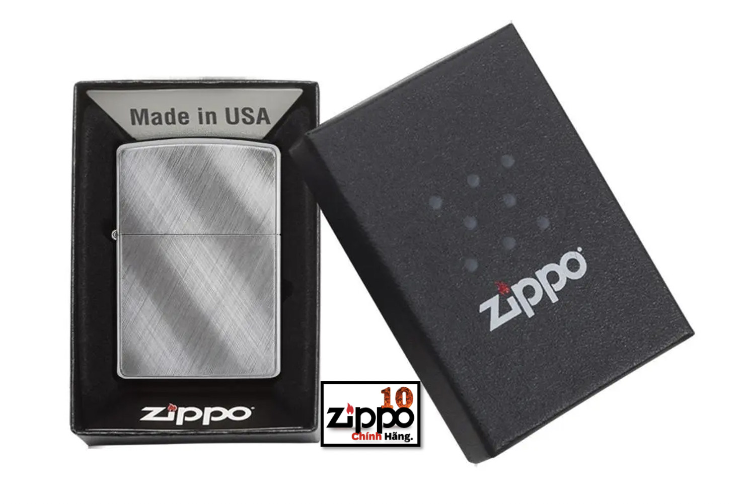 Bật lửa Zippo 28182 Classic Diagonal Weave - Chính hãng 100%