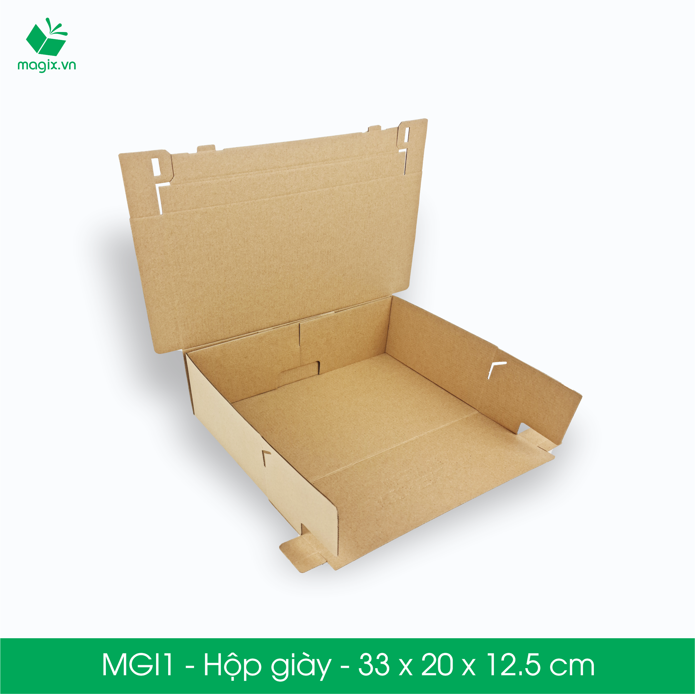 MGI1 - 33x20x12.5cm - 25  Hộp giày - 25/50/100Thùng hộp carton trơn đóng hàng