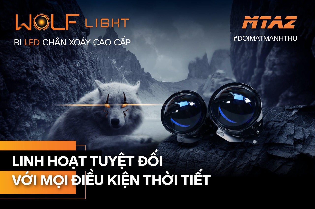 Bộ Đèn Bi Led Aozoom Chân Xoáy WOLF Light Chính Hãng , Siêu Sáng Đủ Phụ Kiện