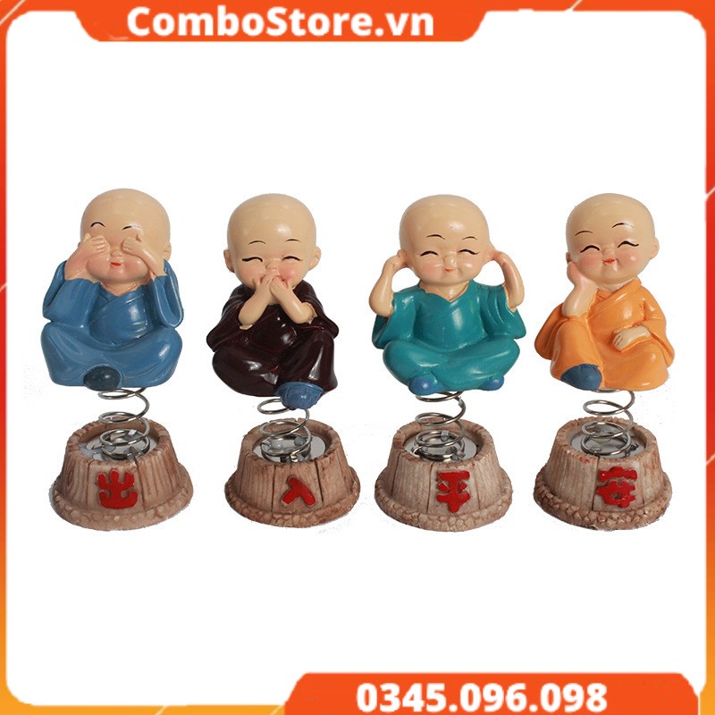 Bộ tượng 4 chú tiểu phong thủy cao cấp đặt taplo ô tô