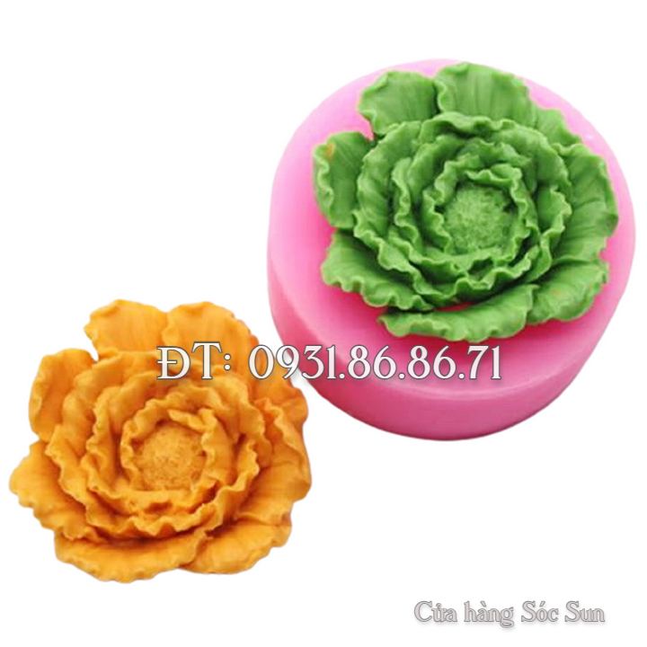 Khuôn silicon hoa mẫu đơn loại 8 cm - Mã số 1018