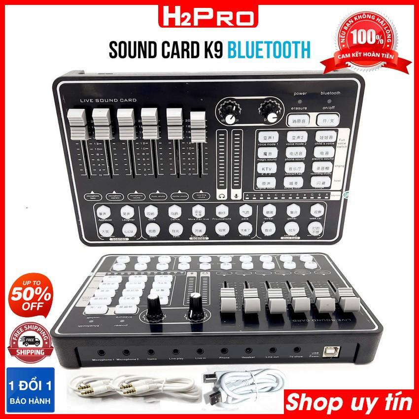 Sound card livestream K9 Bluetooth H2PRO, Sound card K9 thu âm chuyên nghiệp, hát karaoke online hay