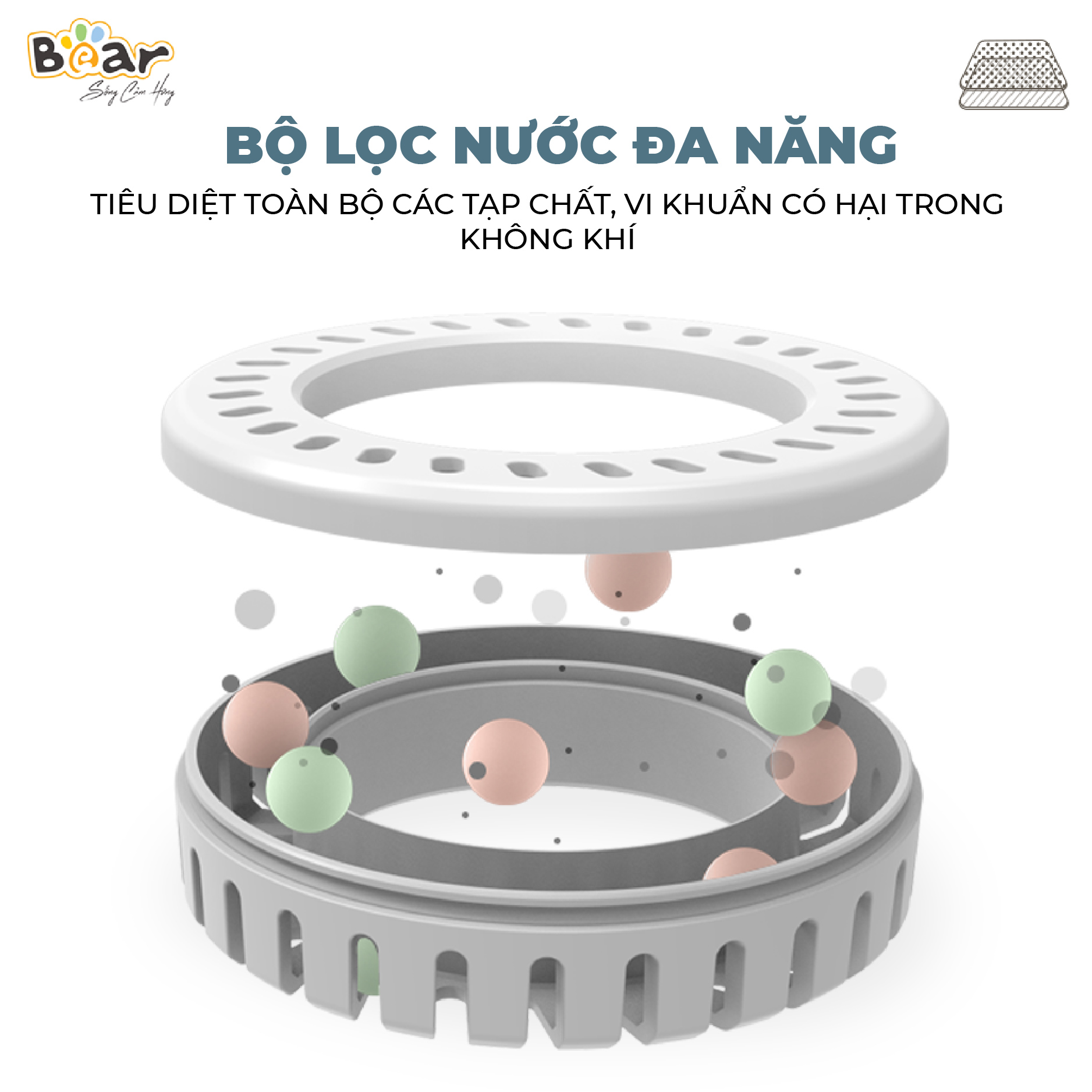 Máy Phun Sương Tạo Ẩm Bear Làm Mát Không Khí, Bộ Lọc Ion Bạc Diệt Khuẩn, Tiết Kiệm Năng Lượng JSQ-C45U1 - Hàng chính hãng