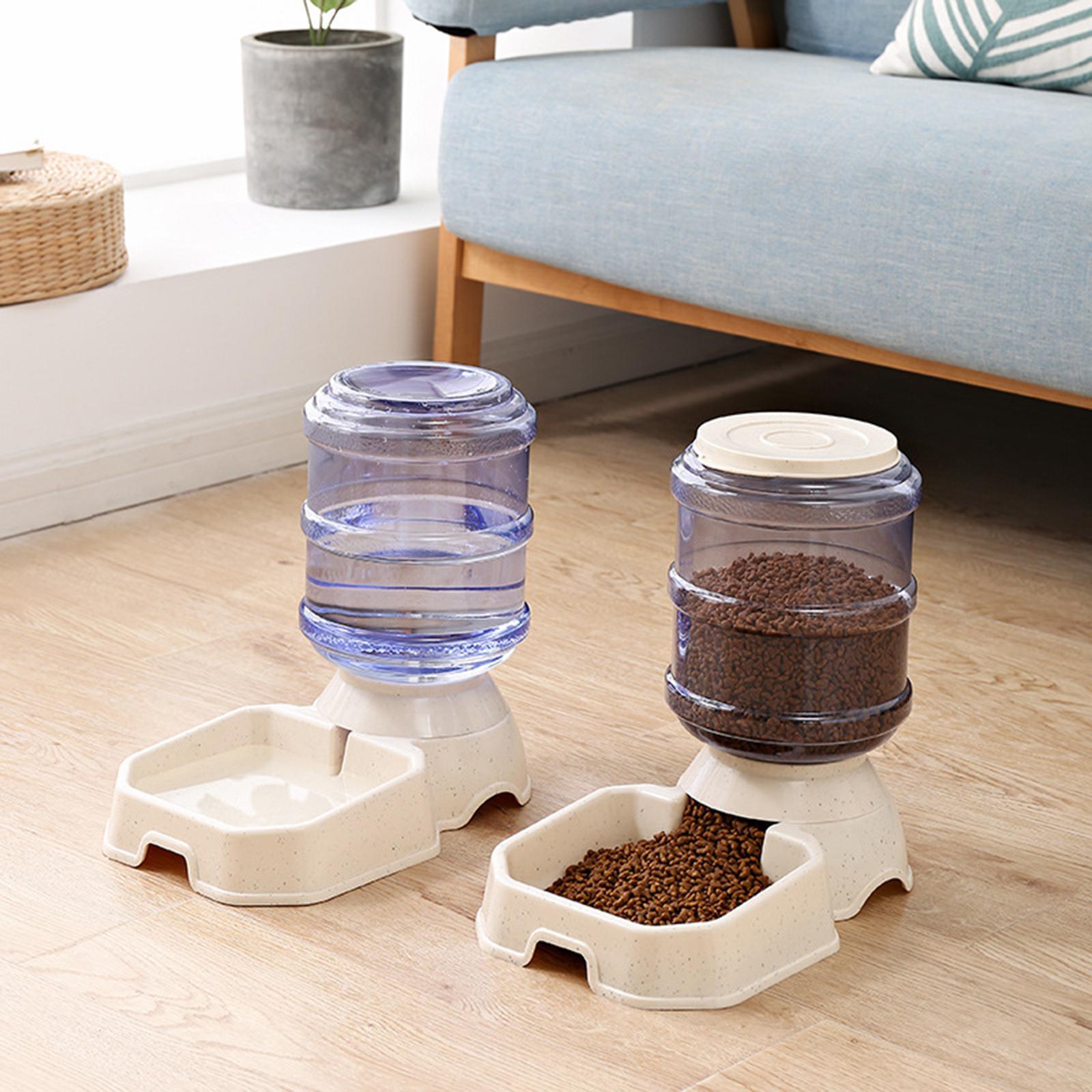 2 Pieces 3.8L Gravity Automatic Pet Water Dispenser Dog Feeder Waterer Dish