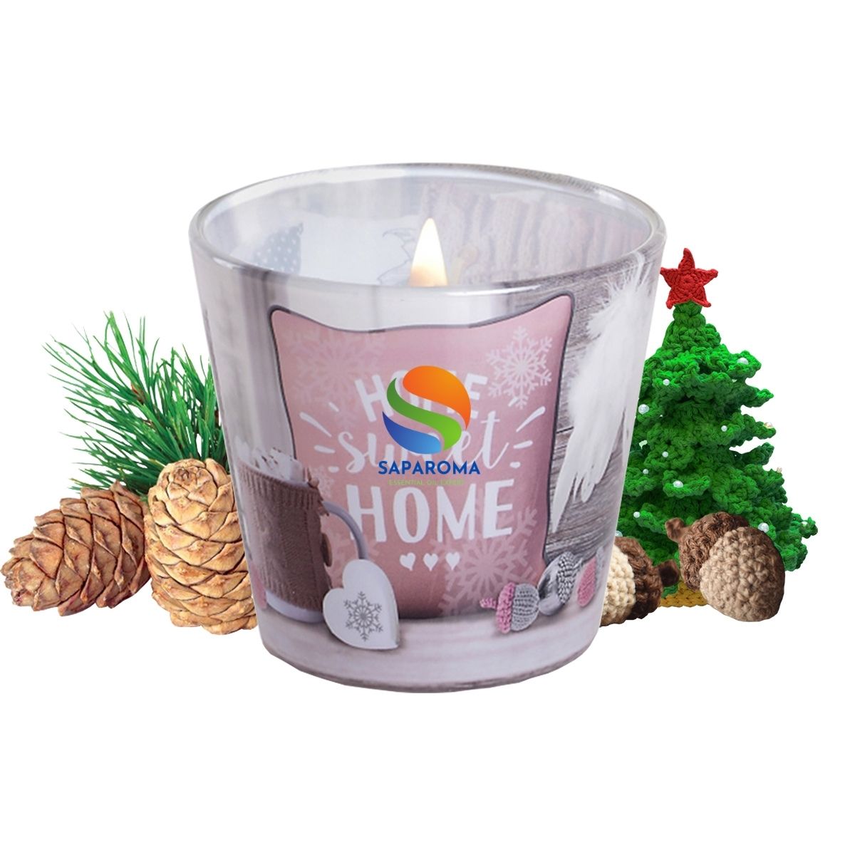 Ly nến thơm tinh dầu Bartek Home Sweet Home 115g QT06457 - hương thông, len, nến trang trí, thơm phòng, thư giãn, hỗ trợ khử mùi (giao mẫu ngẫu nhiên)