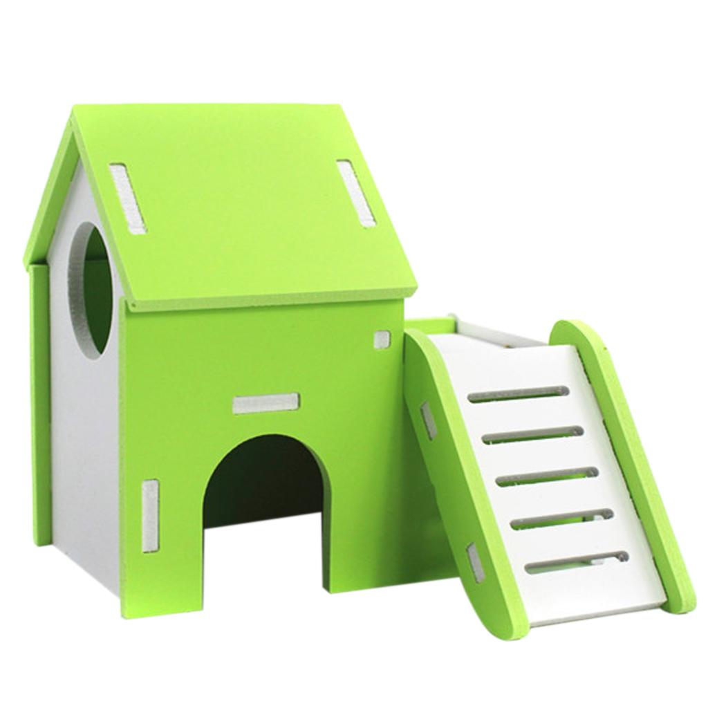 Small Pet House Hamster Mouse Wooden Hut Exercise Funny Nest Toy Blue