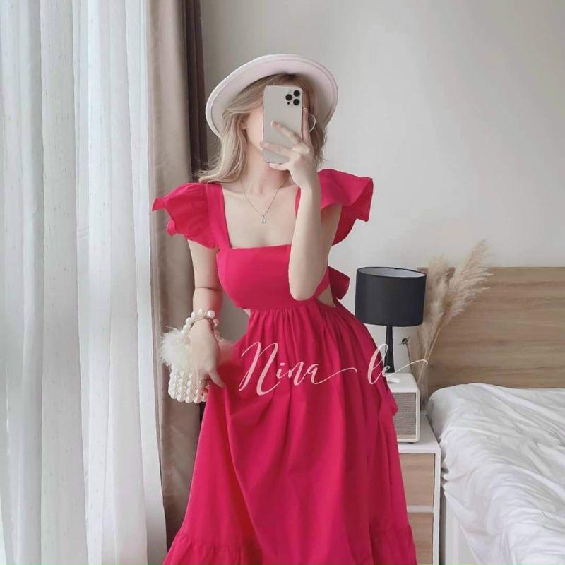 ĐẦM MAXI KHOÉT EO 2 BÊN BÈO VAI