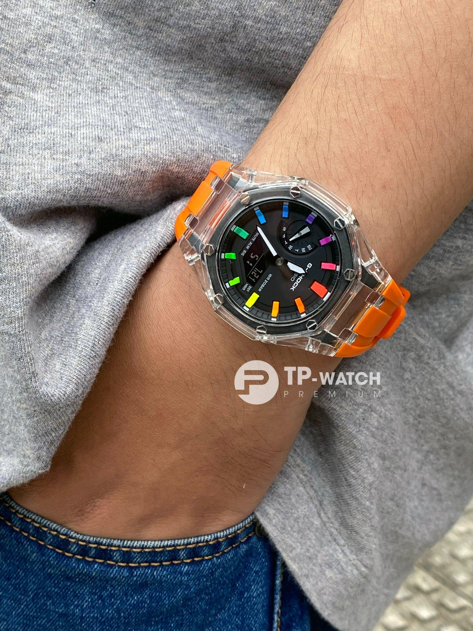 Đồng Hồ Nam Dây Nhựa Casio G-Shock GA-2100FR-3A AP Custom Skeleton Orange x Rainbow Royal Oak (Special)