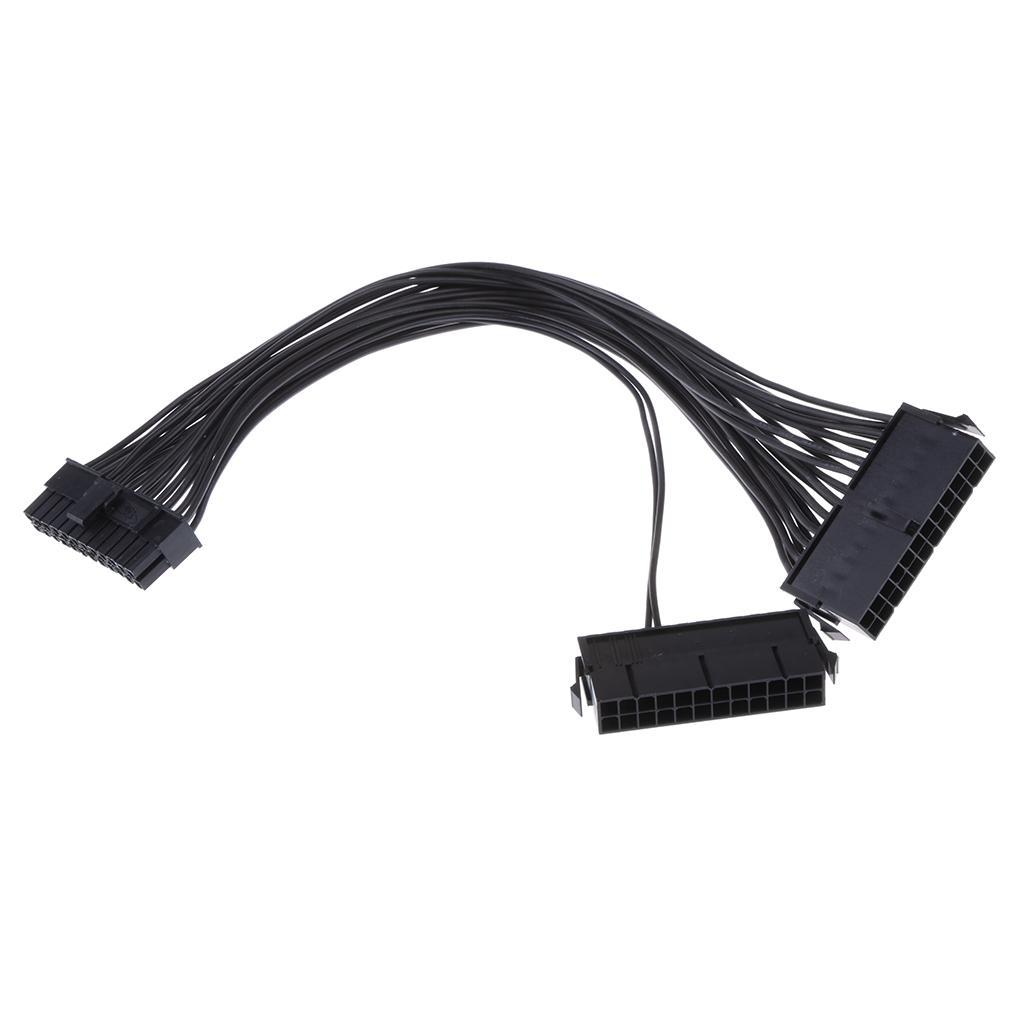 ATX 24 Pin Dual PSU Power Supply Extension Cable Synchronous Mining Cord