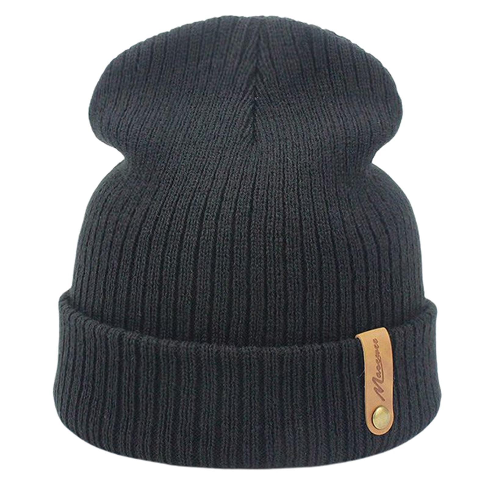 Winter Beanie Hat Slouchy Baggy Beanie Warm Thermal for Ski Black