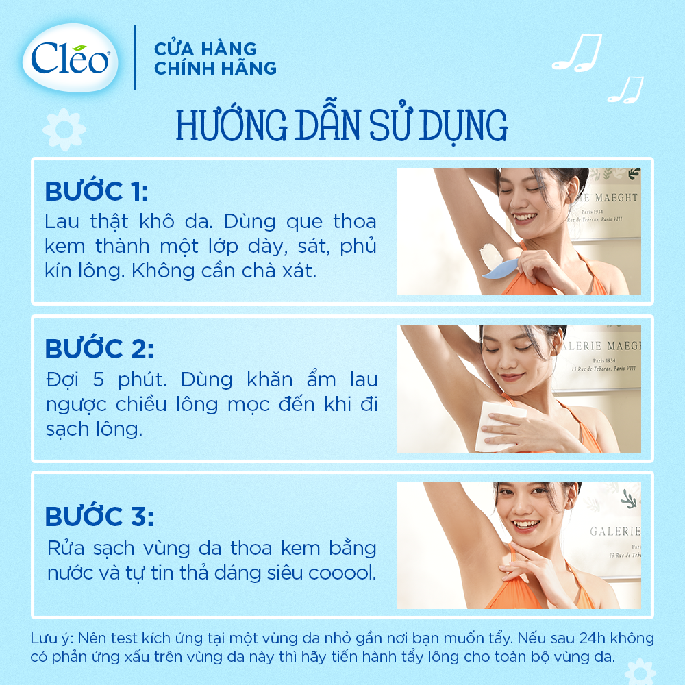 Combo Kem Bơ Tẩy Lông Nách Cléo 50g Hương Thơm Dễ Chịu &amp; Lotion Tẩy Lông Tay, Chân Cléo 90ml cho Mọi Loại Da Kể Cả Da Nhạy Cảm