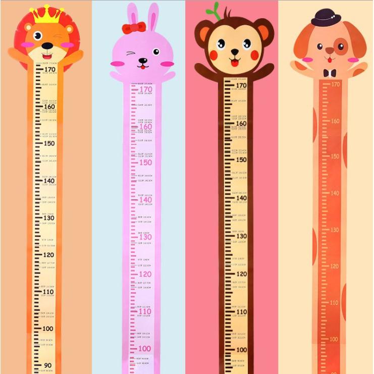 Decal dán tường thước đo chiều cao trẻ em bé hình con vật