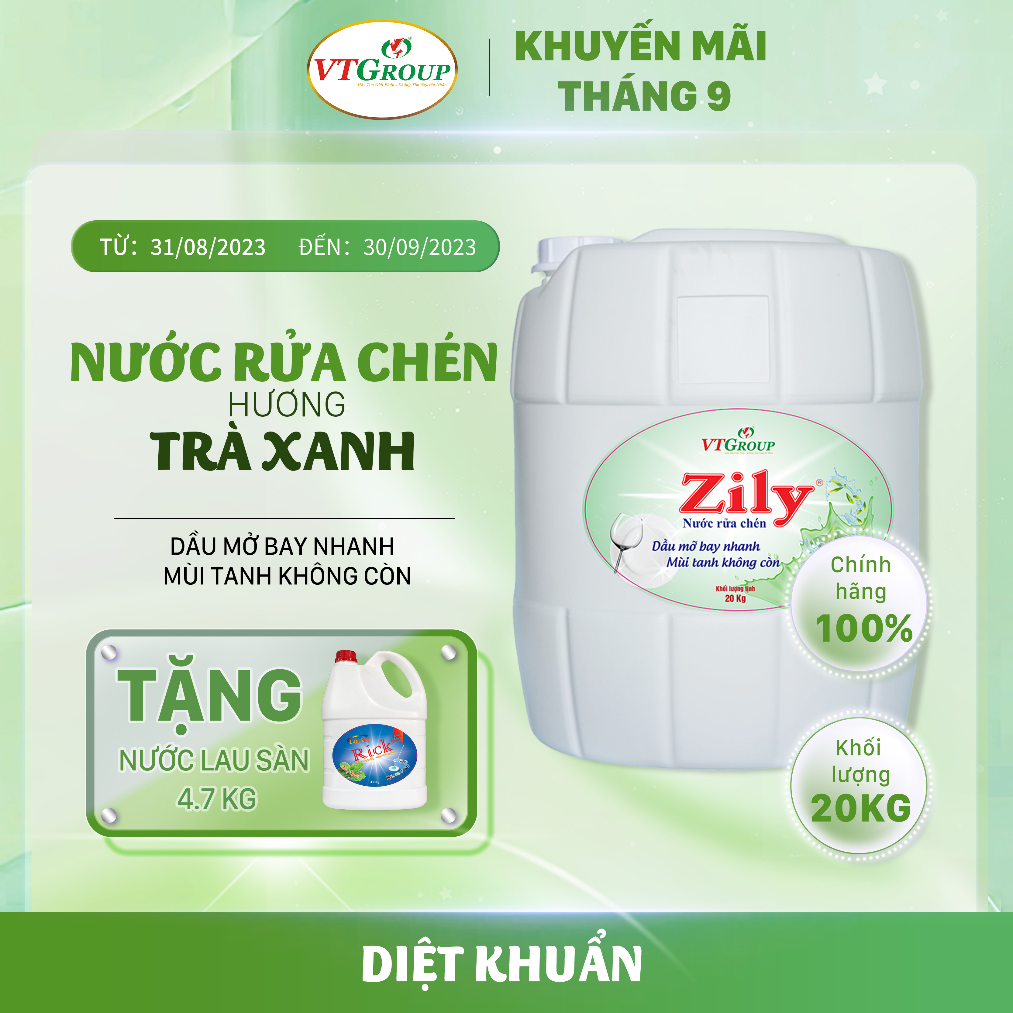 Nước rửa chén can 20kg - Tặng 1 lau sàn 4.7kg