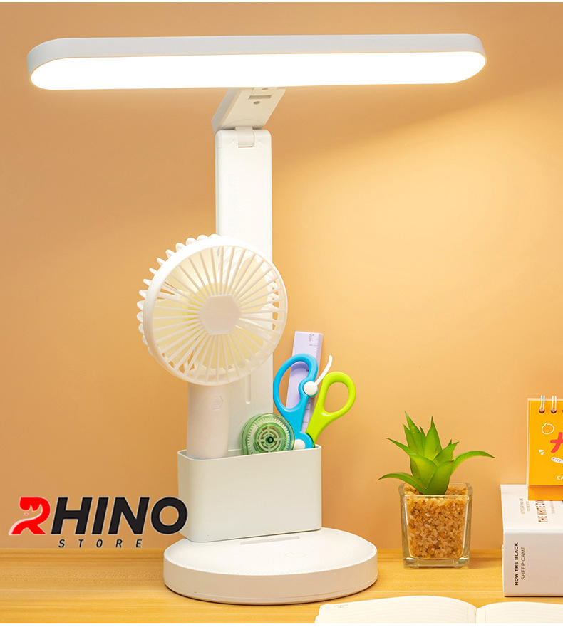 Đèn học LED 3 ánh sáng bảo vệ mắt chống cận cảm ứng Rhino L202, tích điện đa năng làm việc, để bàn học