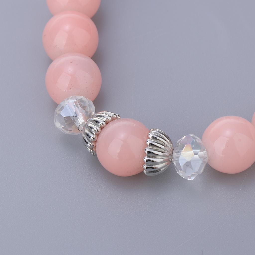 Glass Bracelet Multilayer Leaf Bangle Beads Vintage Design Chain Pink