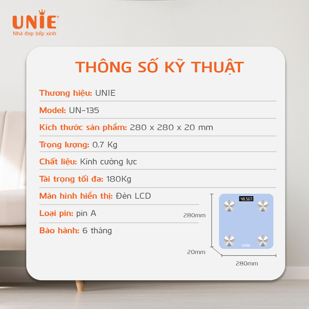 Cân sức khỏe điện tử Unie UN-135. Hàng chính hãng