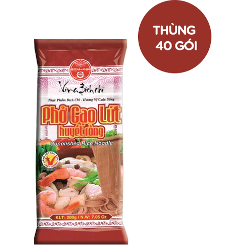 Thùng 40 gói Phở gạo lứt huyết rồng Bích Chi (200g/gói)