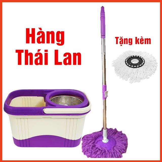 Bộ chổi lau nhà 360 độ công nghệ Thái lan có bánh xe kèm bông lau