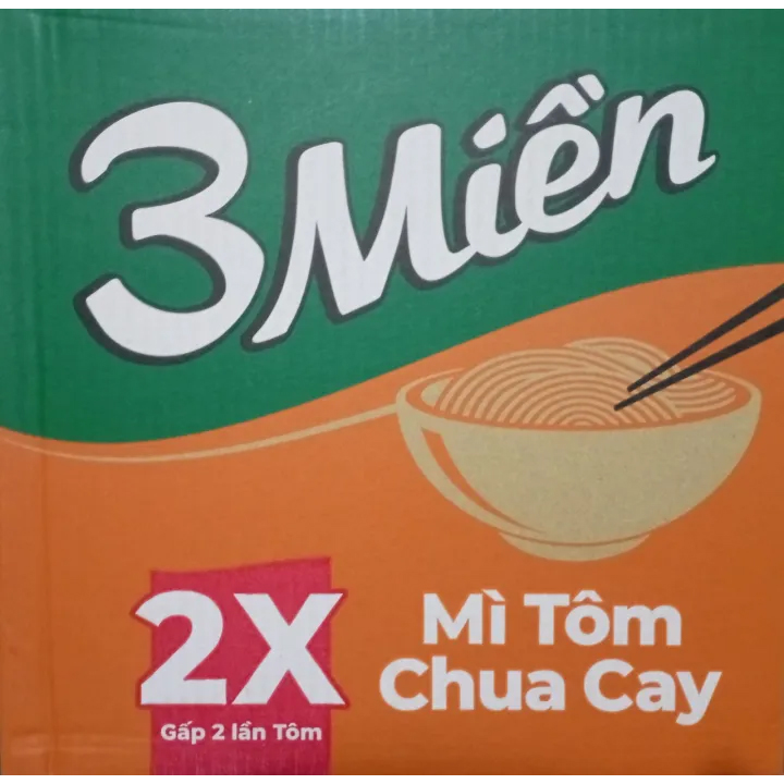 Hình ảnh Thùng 30 Gói Mì 3 Miền Tôm Chua Cay 65g